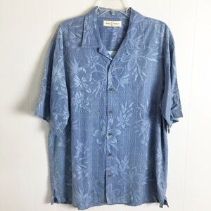 Tommy Bahama Floral Blue 100% Silk Size Large Mens